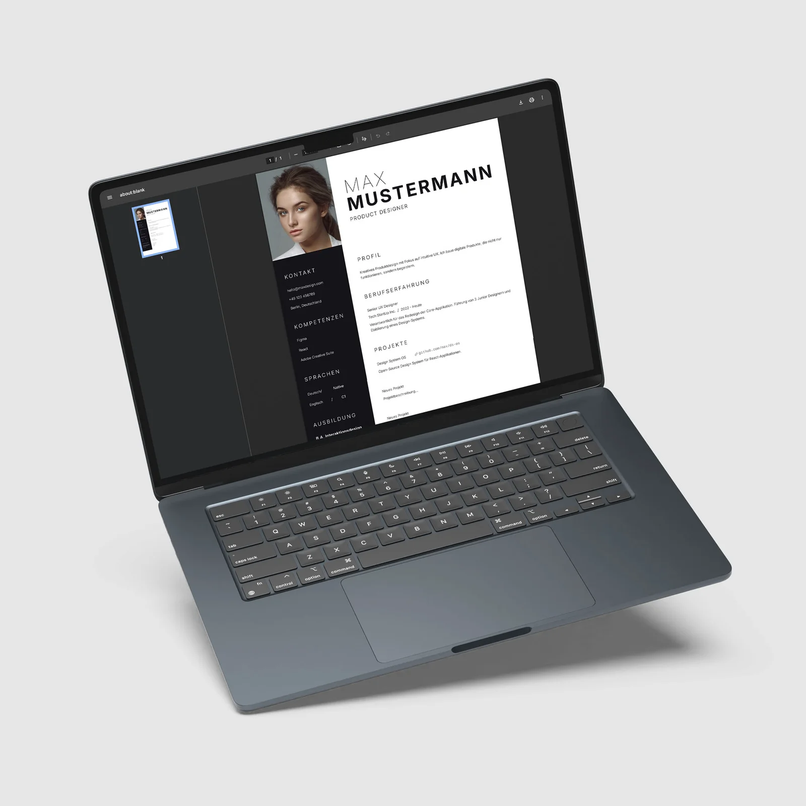 Lebenslauf-PDF von Lebenslauf Vorlage des Flowdraft-Builders