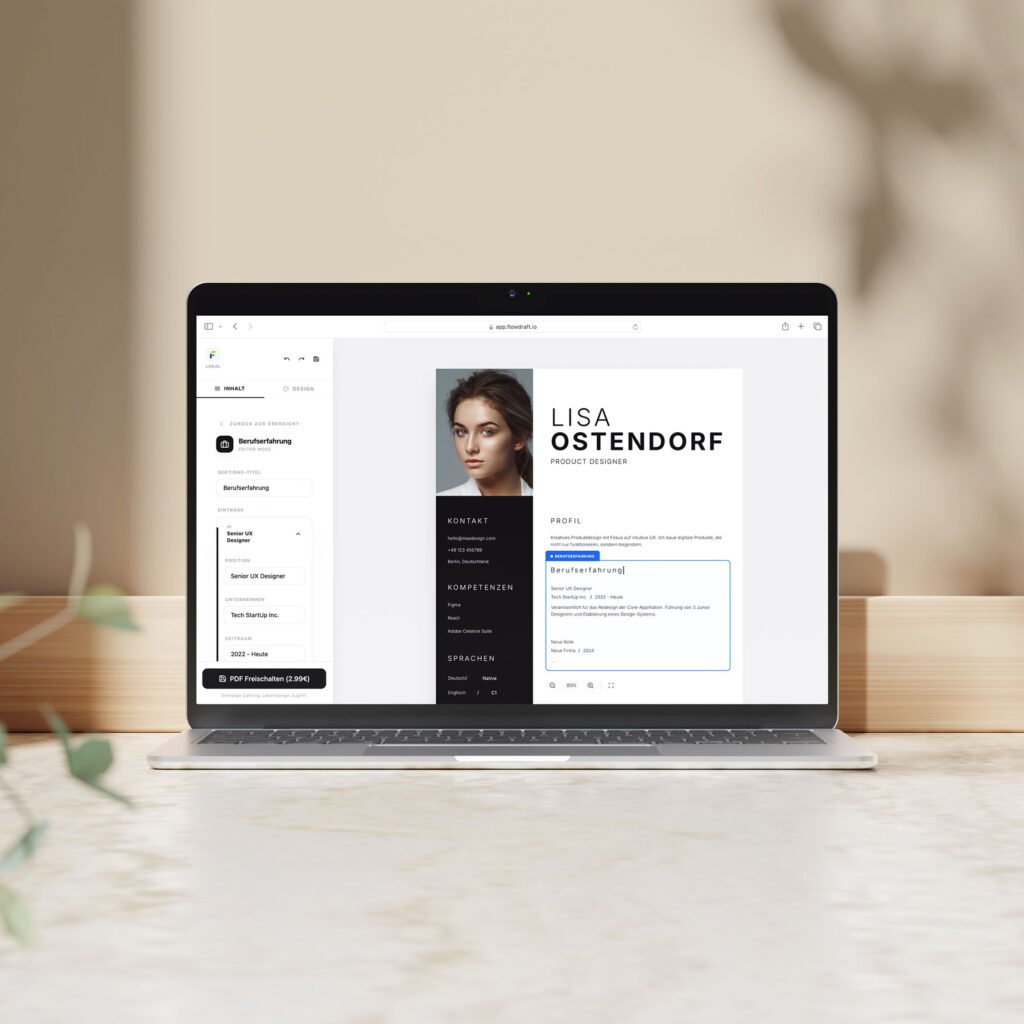 Lebenslauf online-erstellen kostenlos mit dem Flowdraft Resume-Builder