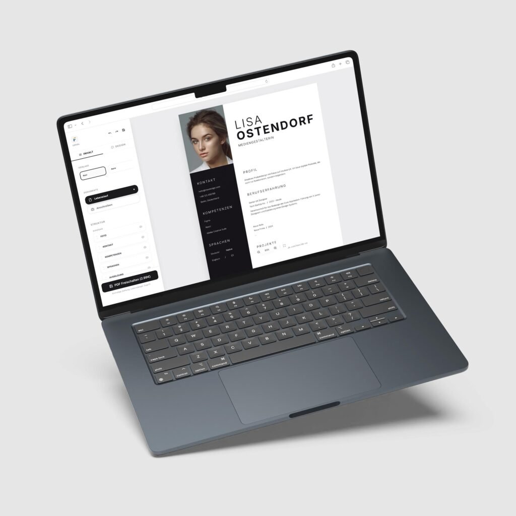 Lebenslauf Vorlage für Ausbildung im Flowdraft-Builder