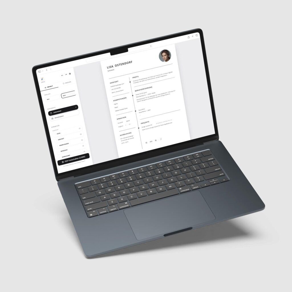 Lebenslauf Vorlage für Schülerpraktikum im Flowdraft Builder
