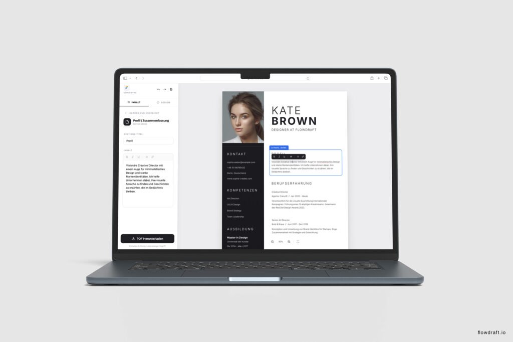 Lebenslauf Vorlage Kostenlos online erstellen mit Flowdraft